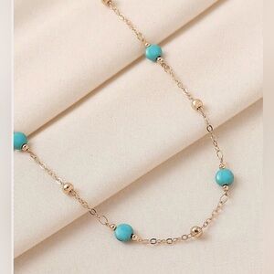 Turquoise Chain Gold Necklace
